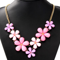 Acrylic Flowers Chain Collar Statement Pendant Necklace For Women