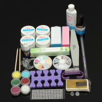 Acrylic Glitter Powder Uv Gel Glue File Tip Nail Art Set