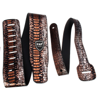Adjustable Brown Pu Leather Embossed Snake Guitar Strap For Acoustic Electric Guitar Bass