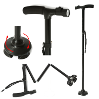 Adjustable Led Folding Climbing Walking Stick Lightweight Anti Slip Hiking Cane Trekking