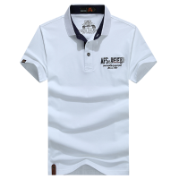 Afsjeep Men's Cotton Solid Color T Shirt Fashion Turndown Collar Short Sleeve Tops Tees