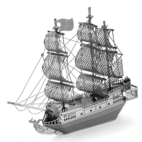 Aipin Diy 3d Puzzle Stainless Steel Model Kit Black Pearl Pirate Ship Silver Color