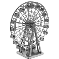 Aipin Diy 3d Puzzle Stainless Steel Model Kit Ferris Wheel Silver Color