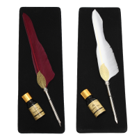 Antique Pure Goose Feather Quill Dip Pen And Ink Set Stationery Gift Box
