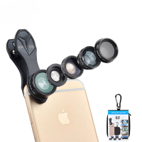 Apexel Apl Dg5 5 In 1 Universal Fisheye Wide Angle Macro Telescope Cpl Lens For Mobile Phone Tablet