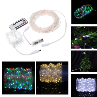 Arilux®5m 10m Battery Usb Powered 8modes Led Rope Fairy String Light With Remote For Christmas Patio