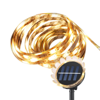 Arilux® 5m Smd2835 Sunflower Waterproof Solar Powered Warm White Flexible Led Strip Light Dc2v