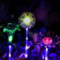 Arilux® Solar Multi Color Changing Led Flower Stake Light Transparent Lampshade Luminous Pole