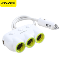 Awei® C 3s 120w 3 Way Charger Socket Splitter Car Charger Cigarette Lighter Adapter