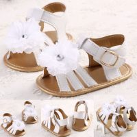 Baby Infant Summer Flower Prewalker White Soft Sole Shoes