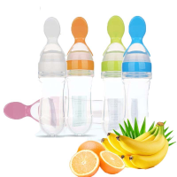 Baby Squeezing Feeding Spoon Silicone Training Scoop Rice Cereal Food Supplement Feeder Safe Tableware Medicine Extrusion Tools
