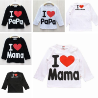 Baby Toddler Long Sleeve T Shirt I Love Papa Mama Tops