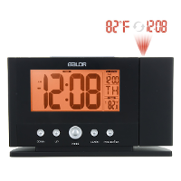 Backlight Projector LCD Snooze Alarm Clock Wall Projection Clock With 12/24 Temperature Calendar Dis