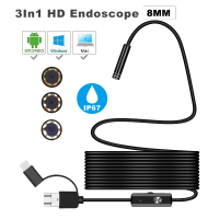 Bakeey 3 In 1 8mm 6led Type C Micro Usb Endoscope Inspection Camera Soft Cable For Android Pc
