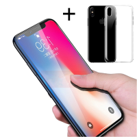 Bakeey™ 4d Curved Edge Tempered Glass Film With Transparent Tpu Case For Iphone X