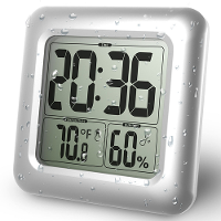 Baldr Digital Bathroom Waterproof Suction Cup Shower Clock Water Spray Indoor Thermometerseconds Counter Humidity Wall Clock