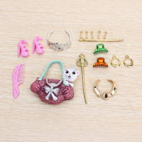 Barbie Doll Accessories Crown Necklace Earrings Shoes Bag Toy
