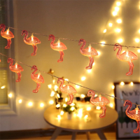 Battery Operated 10leds Flamingo Warm White Fairy String Light For Garden Party Christmas