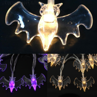 Battery Operated 2m 20leds Warm White Purple Bat Fairy String Lights For Halloween Garden Window