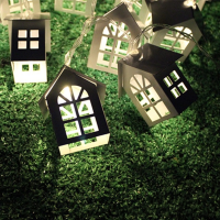 Battery Powered 1.1M Warm White 10leds House Shaped Holiday String Light For Decoration Dc3v