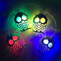 Battery Powered 1.2M 10leds Owl Shaped Indoor Fairy String Light For Halloween Christmas