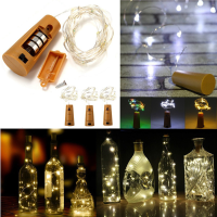 Battery Powered 10 Leds Cork Shaped Led Night Starry Light Wine Bottle Holiday Lamp For Xmas Party