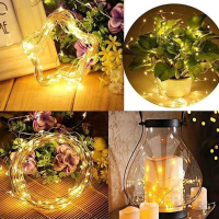 Battery Powered 1m 2m 3m 4m Warm White Copper Wire Fairy String Light For Christmas Patio