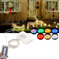 Battery Powered 5m 50leds Waterproof Silver Wire Fairy String Light For Christmas +remote Control