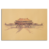 Beijing Imperial Palace Sketch Poster Kraft Paper Wall Poster 21 Inch X 14 Inch