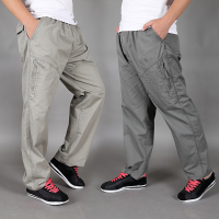 Big Size S 4xl Men's Casual Baggy Pants Fat Guy Cotton Straight Elastic Waist Trousers