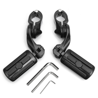 Black 1.25Inch 3.2Cm Adjustable Foot Pegs Pedals Rear Short Type For Harley