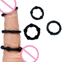 Black Ball Shape Protrude Soft Plastic Cock Rings Adult Toys For Men