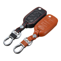 Black/brown Leather+metal Dedicated Car Key Cases For Volkswagen