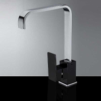 Black Chrome Solid Brass Kitchen Sink Mixer Tap Square Bath Faucet