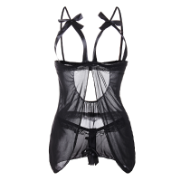 Black Lady Sexy Babydoll Lingerie Open Cup Chiffon Women Sleepwear