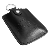 Black Leather Car Key Cover Case Wallet Holder Shell For Renault Clio Scenic Megane Duster Sandero Captur Twin