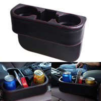 Black Pu Leather Car Seat Drink Cup Holder Wedge Valet Beverage Bottle Stand