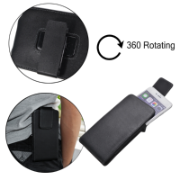 Black Universal Pu Leather Magnetic Wallet Waist Bag With Rotatable Clip For Phone Under 5.5 Inch