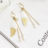 Bohemia Creative Wind Golden Feather Crystal Earrings