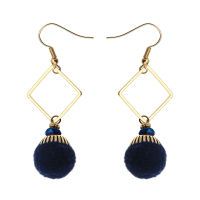 Bohemian Earrings Gold Plated Simple Rhombus Yarn Ball Pendant Ear Drop Boho Jewelry For Women