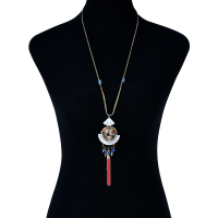 Bohemian Irregular Shell Pendant Chain Red Tassel Cotton Rope Necklace For Women