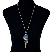 Bohemian Tassel Beaded Long Necklace Crystal Flower Pendant Women's Jewelry