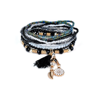 Bohemian Tassel Flower Leaf Pendant Multilayer Beads Bracelets For Women