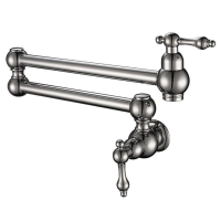 Brass Kitchen Pot Filler Sink Faucet Wall Mount Folding Single Cold Water Swing Arm Spout Tap