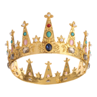 Bride Diamond Sparkling Crystal Rhinestone Crown Gold King Queen Tiara Wedding Party Headpiece