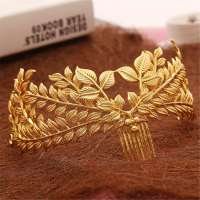 Bride Gold Leaf Headdress Headband Roman Hair Crown Vintage 20's Headpiece Comb