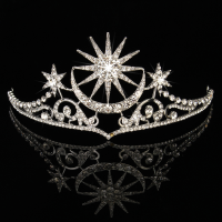 Bride Star Moon Queen Crystal Crown Tiara Wedding Bridal Party Prom Headbrand Hair Jewelry