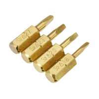 Broppe 4pcs 25mm 1.8 2.7Mm Triangle Shaped Screwdriver Bits 1/4 Inch Hex Shank Electroplating Bronze