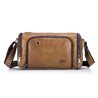 Bullcaptain® Genuine Leather Crossbody Bag Big Capacity Bucket Bag For Men