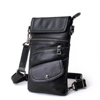 Bullcaptain® Men Genuine Leather Multifunction Crossbody Bag Shoulder Bag Chest Pack Waist Bag